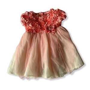 Nannette baby girl peach floral party dress